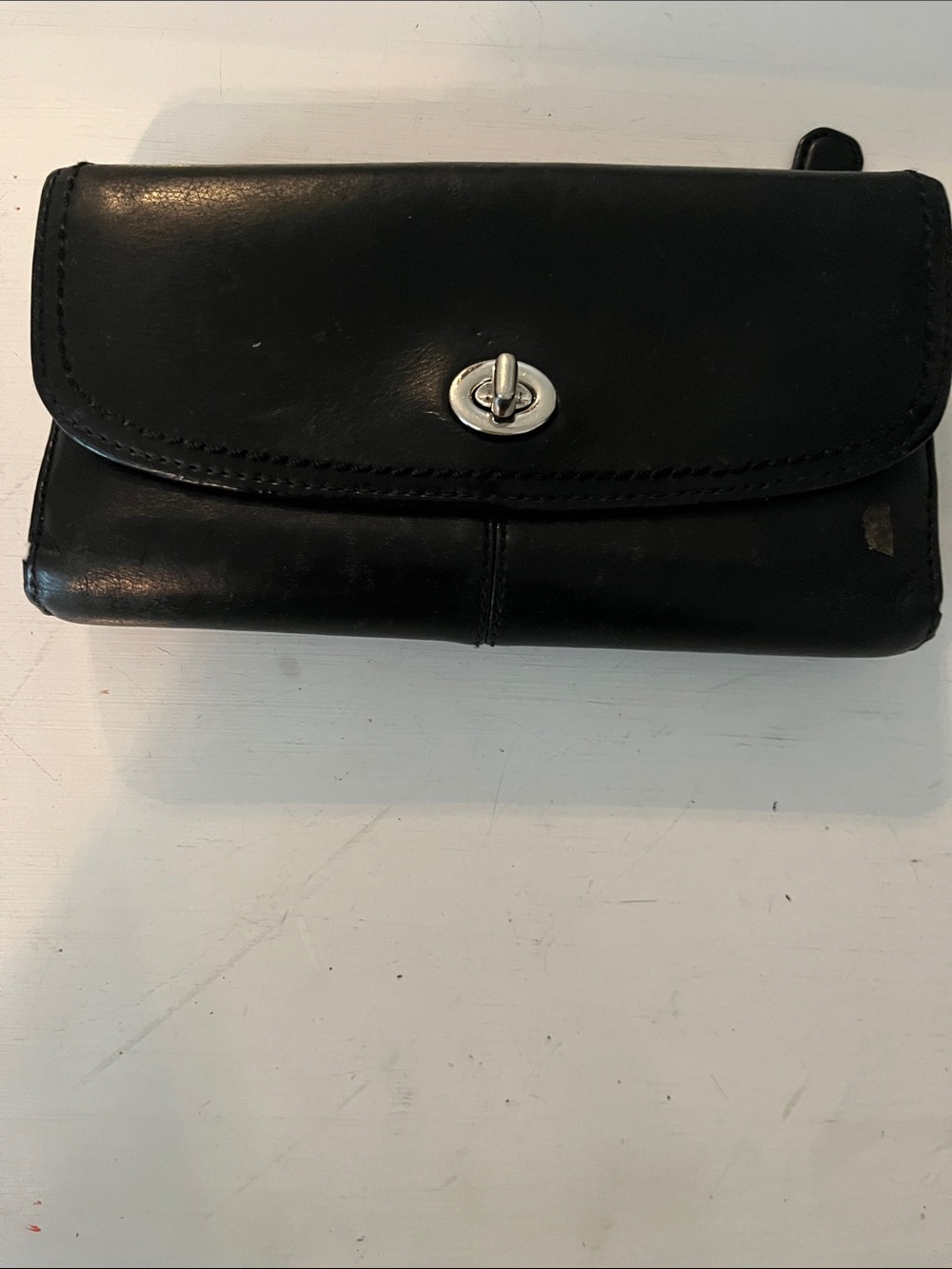 Coach Black Leather Turnlock Wallet